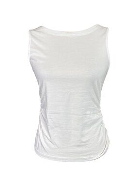 Madewell Side Ruch Femme Tank~Size XXS~White Boat Neck Cotton Top NWD L7 28
